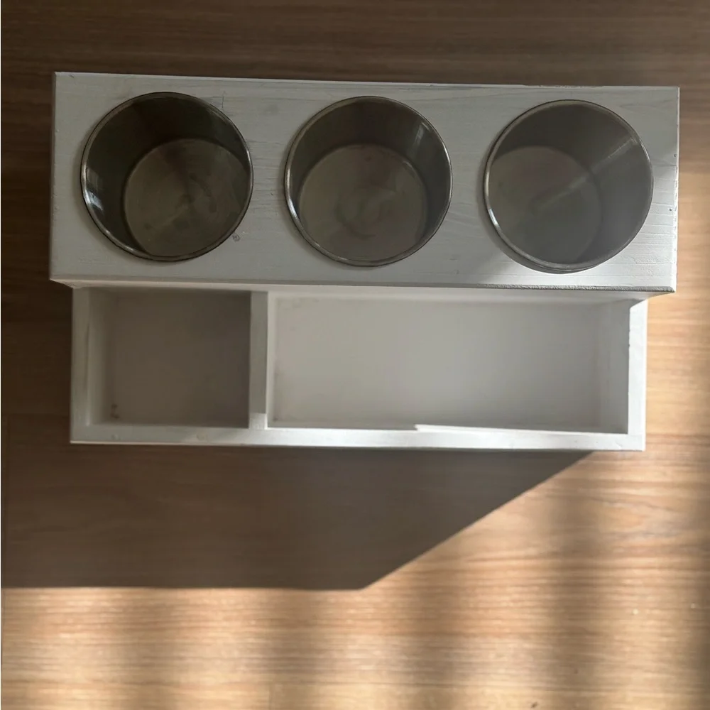 White Makeup Organizer with Silver Compartments